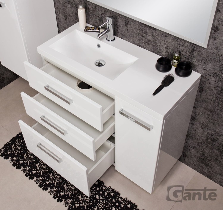 Wisząca szafka do łazienki z umywalką biały połysk Fokus 90 cm 3 szuflady i szafka boczna (1).jpg