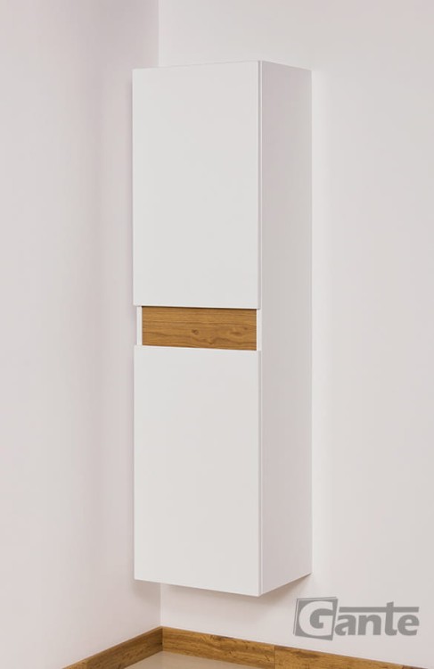 Regał łazienkowy wiszący Cassini biały z dekorem dąb natualny 2 drzwiowy  (2).jpg