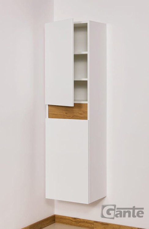 Regał łazienkowy wiszący Cassini biały z dekorem dąb natualny 2 drzwiowy  (3).jpg