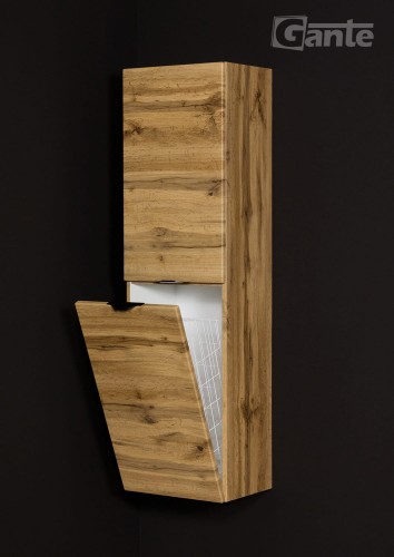 Wiszący regał łazienkowy z koszem na pranie dekor dąb naturalny (4).jpg