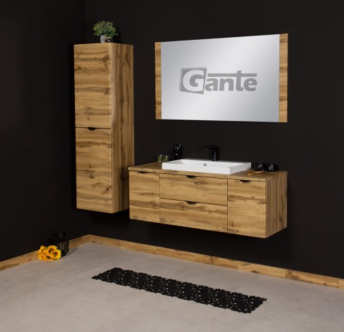 Szafka do łazienki z blatem 120 cm 2 szuflady i 2 szafki boczne  dekor dąb naturalny czarne uchwyty (2).jpg