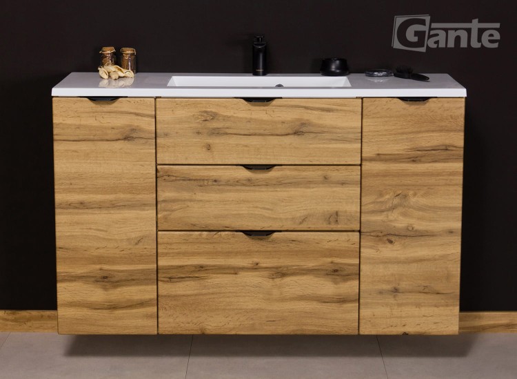 Szafka łazienkowa z umywalka 120 cm dekor dąb naturalny 3 szuflady i 2 szafki boczne (3).jpg