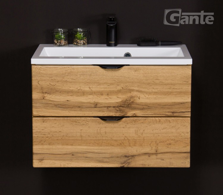 Szafka z umywalką 60 cm 2 szuflady dekor dąb naturalny czarne uchwyty (2).jpg