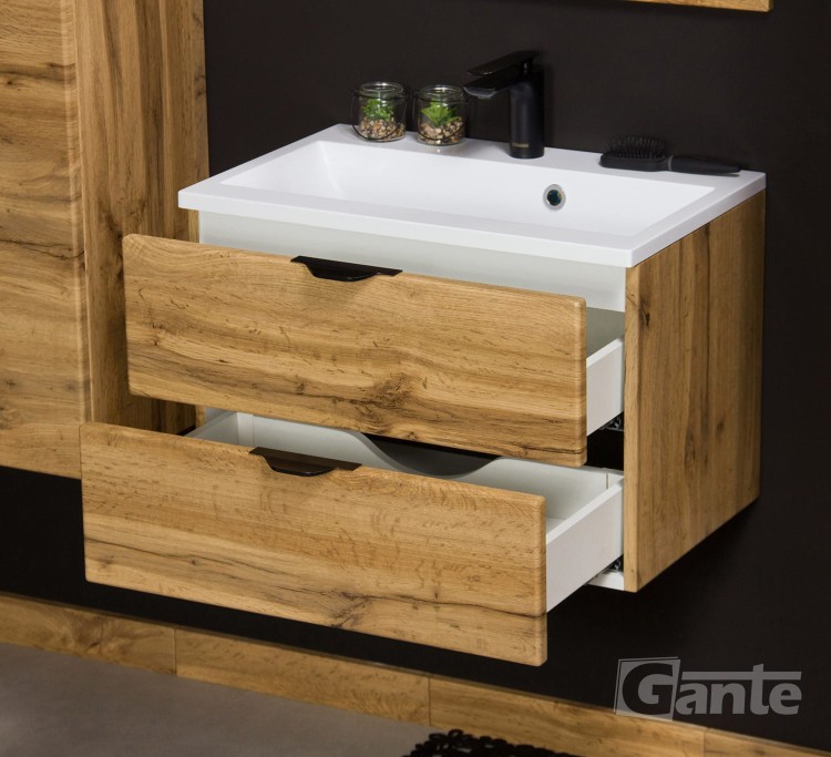 Szafka z umywalką 60 cm 2 szuflady dekor dąb naturalny czarne uchwyty (4).jpg