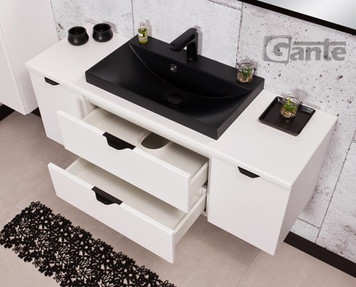 Szafka pod umywalkę Victa 120 cm z blatem i czarną umywalką nablatową