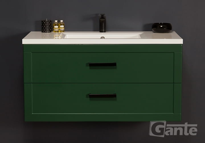 Zielona szafka do łazienki 101 cm 2 szuflady z umywalką kolekcja Meiva (2).jpg