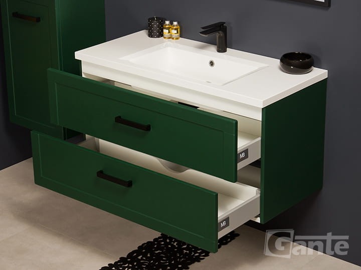 Zielona szafka do łazienki 101 cm 2 szuflady z umywalką kolekcja Meiva (4).jpg