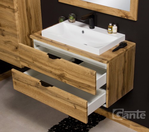 Szafka z umywalką 80 z blatem 2 szuflady dekor dąb naturalny czarne uchwyty (1).jpg