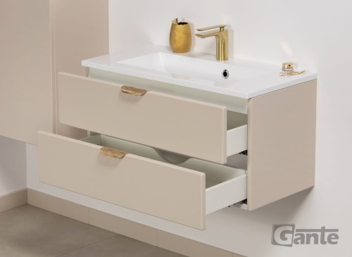 beżowa szafka do łazienki 80 cm jasny beż kolekcja Magnolia 2 szuflady złote uchwyty (5).jpg