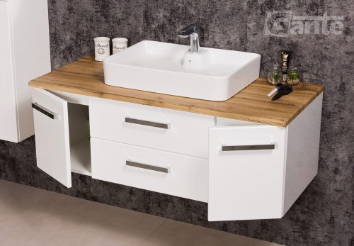 Szafka lazienkowa biala z blatem w dekorze drewna dab i ceramiczna umywalka nablatowa kolekcja fokus (1).jpg