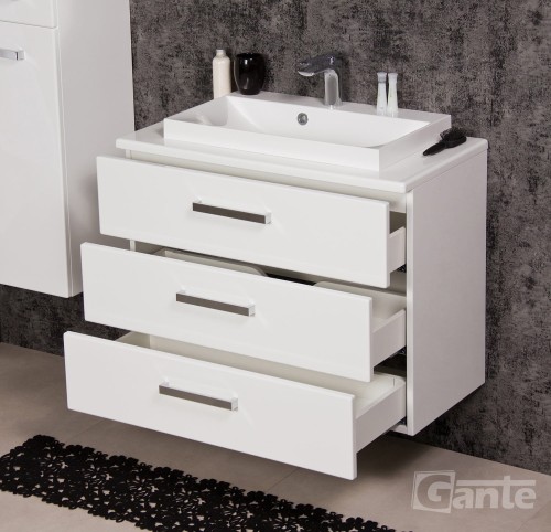 Szafka do łazienki z blatem Fokus biały połysk z umywalką szerokość 80 cm 3 szuflady srebrne uchwyty (2).jpg