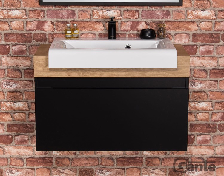 szafka łazienkowa 80 cm czarny mat jedna szuflada z grubym blatem kolor blatu dąb naturalny do umywalki nablatowej (2).jpg