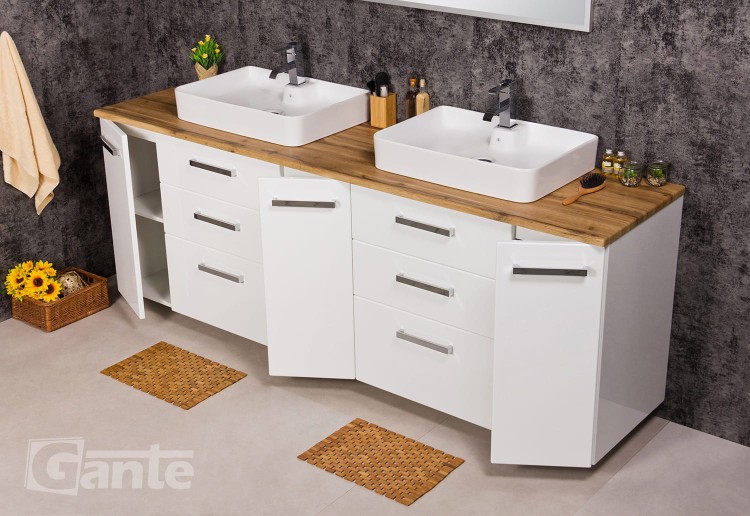 szafka do dużej łazienki 2 metrowa z blatem w dekorze drewna i umywalkami nablatowymi (5).jpg