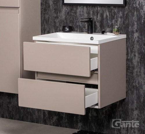 fume mat beżowa szafka do łazienki 2 szuflady bez uchwytów szerokośc 60 cm Esto od Mantes (2).jpg