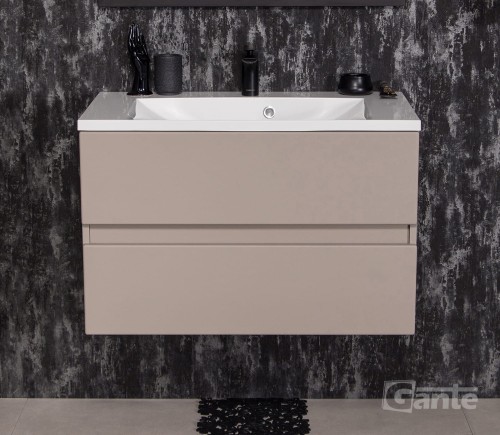 80 cm szafka do łazienki fume mat beżowa 2 szuflady bez uchwytów kolekcja Esto od Gante (1).jpg