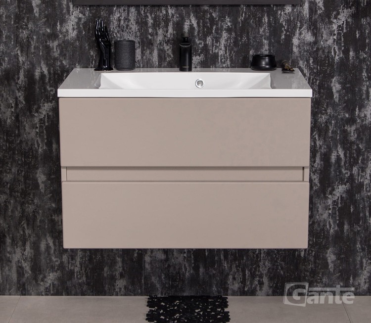 80 cm szafka do łazienki fume mat beżowa 2 szuflady bez uchwytów kolekcja Esto od Gante (1).jpg