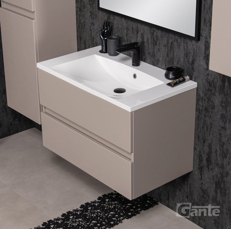 80 cm szafka do łazienki fume mat beżowa 2 szuflady bez uchwytów kolekcja Esto od Gante (2).jpg