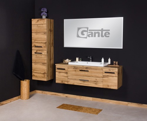 szafka do łazienki z blatem 140 cm  głębokość 40 cm blat w dekorze dębu umywalka z niskimi rantem.jpg