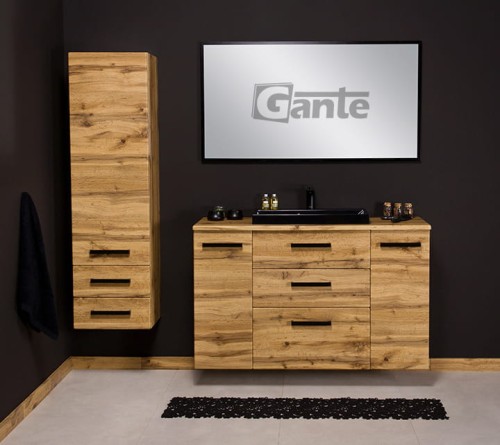 Szafka do łazienki z blatem dekor dąb naturalny szerokość 120 cm czarna matowa umywalka nablatowa liv (1).jpg