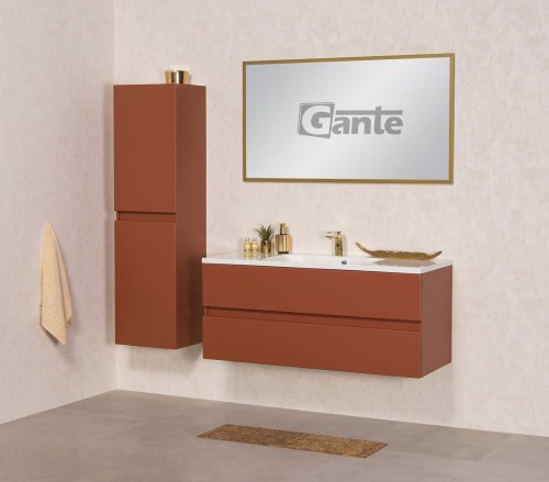 pomarańczowa szafka łazienkowa z umywalką 120 cm kolor szafki pomarańczowy kolekcja Esto