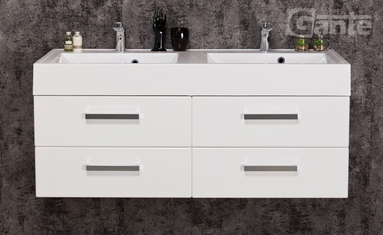 szafka łazienkowa z umywalka podwójną 120 cm biały połysk kolekcja Fokus od Gante (3).jpg