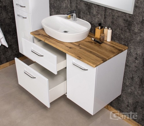 szafka łazienkowa 100 cm z blatem do umywalki nablatowej z szufladami i koszem na bieliznę kolor szafki biały kolor blatu dekordąb naturalny (3).jpg