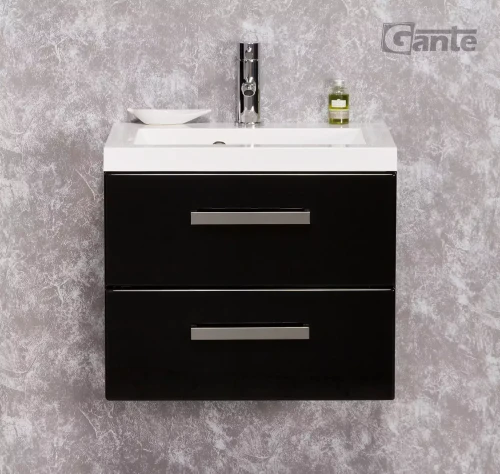 umywalka 50 cm z szafką kolor czarny połysk kolekcja Fokus 2 szuflady (2).webp