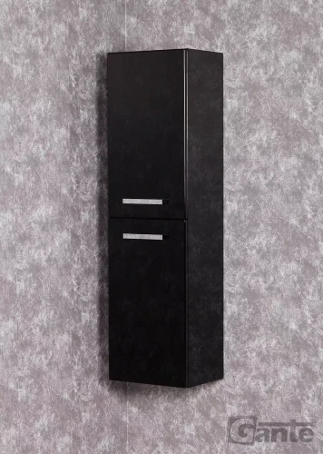 regał do łazienki wiszący z drzwiami Fokus czarny połysk