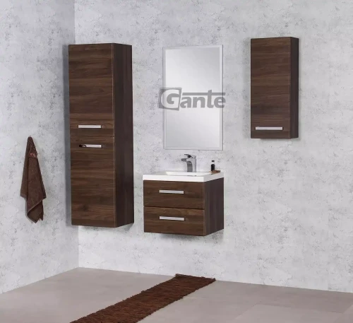 szafka łazienkowa 50 cm kolor orzech ciemne drewno kolekcja Fokus umywalka 50 cm Clever