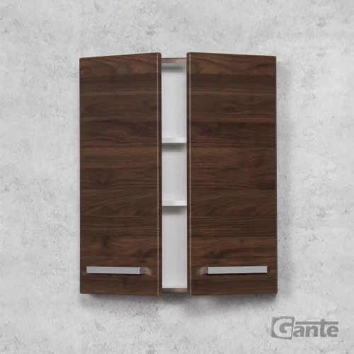 wisząca szafka do łazienki 2 drzwiowa w kolorze ciemnego drewna orzech kolekcja Fokus (2).webp