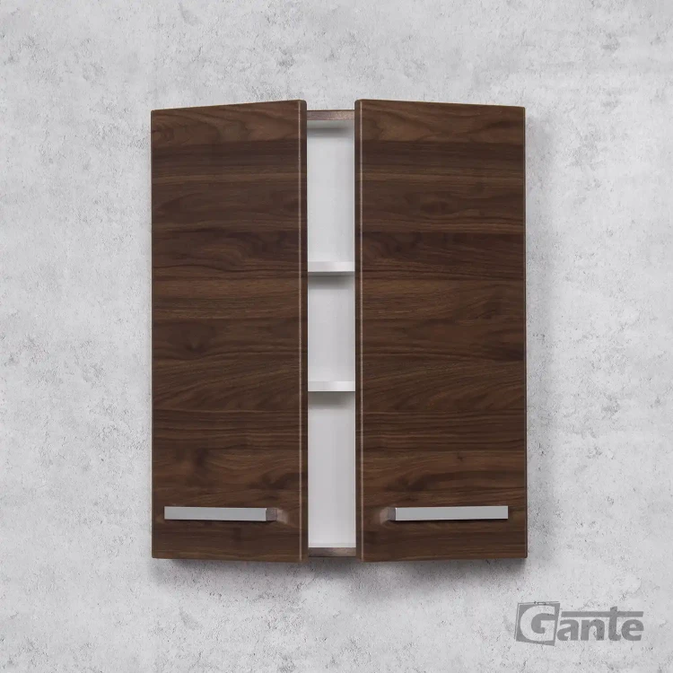 wisząca szafka do łazienki 2 drzwiowa w kolorze ciemnego drewna orzech kolekcja Fokus (2).webp