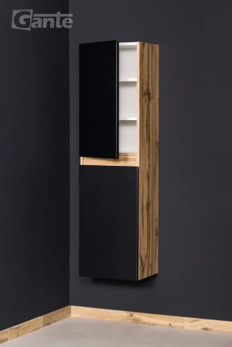 regał łazienkowy 2 drzwiowy czarny mat + drewno kolekcja Esto (1).webp