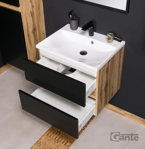 szafka łazienkowa z umywalką czarny mat i drewno 2 szuflady szerokość 60 cm kolekcja Esto (5).webp