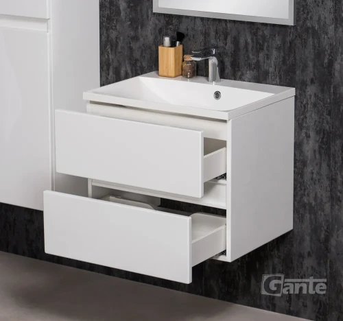 szafka łazienkowa z umywalką 2 szuflady biały połysk bez uchwytów kolekcja Esto (4).webp