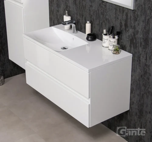 szafka łazienkowa z umywalką 2 szuflady 100 cm biały połysk bez uchwytów kolekcja Esto (2).webp