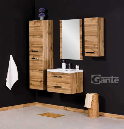 Szafka łazienkowa 50 cm 2 szuflady dekor dąb naturalny z umywalką 60 cm kolekcja Fokus.webp