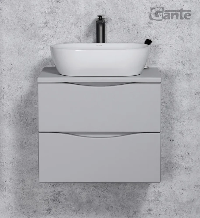 szafka łazienkowa 60 cm 2 szuflady kolor jasny szary bez uchwytów kolekcja Onda