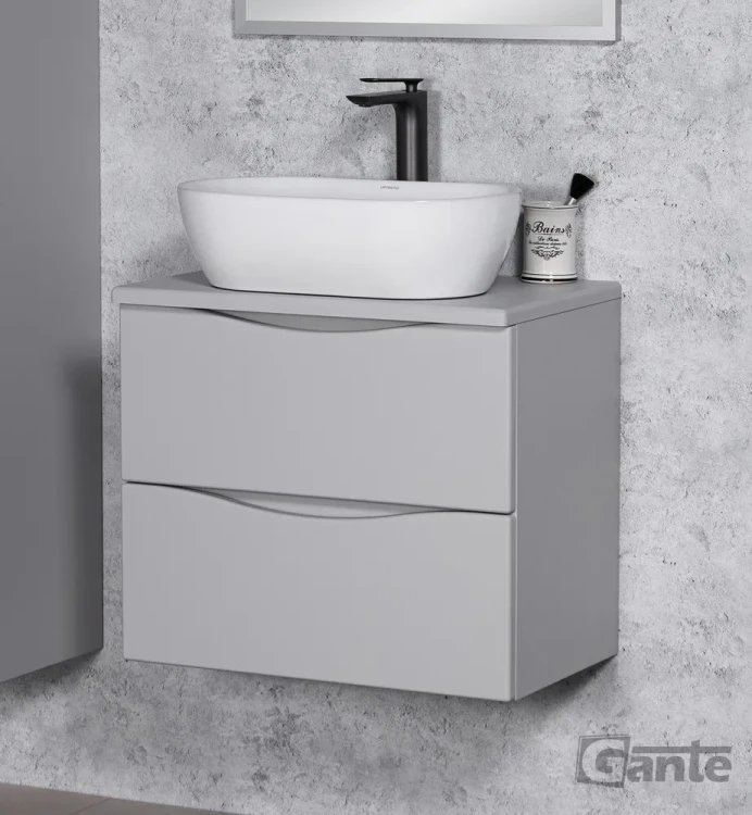 szafka łazienkowa 60 cm 2 szuflady kolor jasny szary bez uchwytów kolekcja Onda