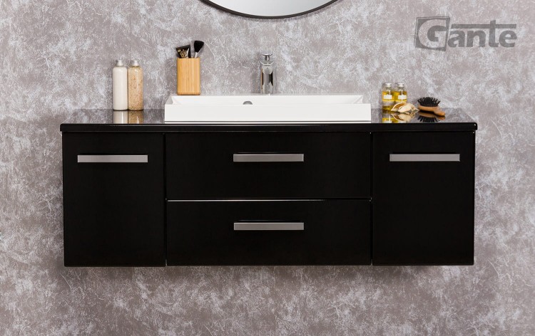 czarna błyszcząca szafka do łazienki z blatem i niska umywalka nablatową kolekcja Fokus od Gante (4).jpg