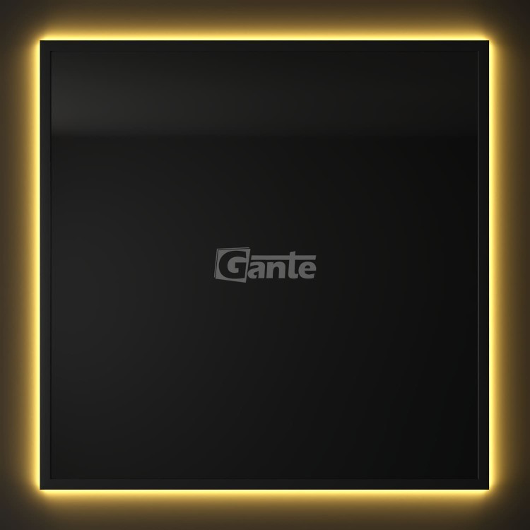 lustro z oświetleniem Led w czarnej ramie 80 cm x 80 cm