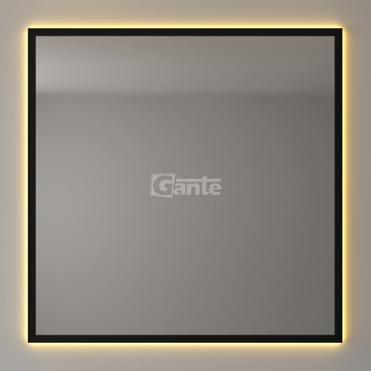 lustro z oświetleniem Led w czarnej ramie 80 cm x 80 cm