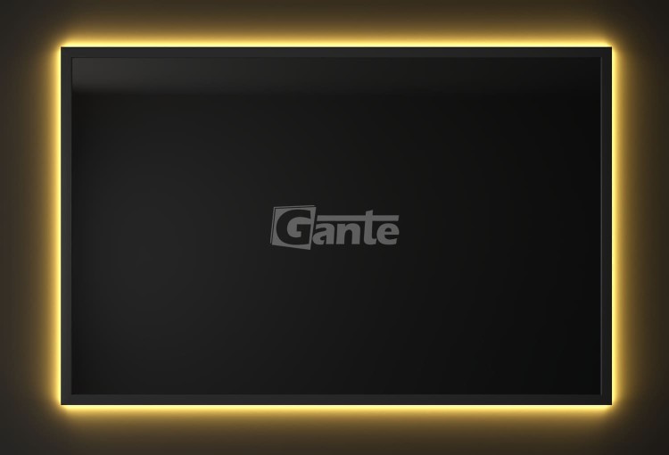 lustro z oświetleniem Led w czarnej ramie 100 cm x 65 cm