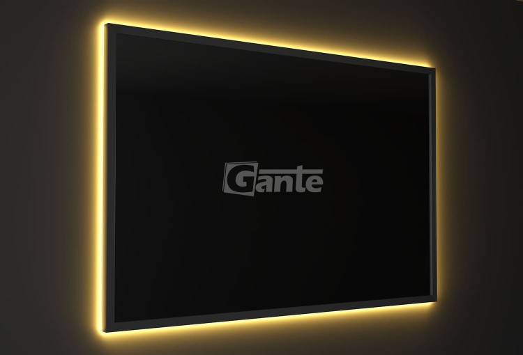 lustro z oświetleniem Led w czarnej ramie 100 cm x 65 cm