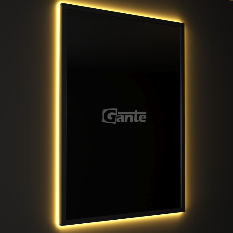 lustro z oświetleniem Led w czarnej ramie 60 cm x 80 cm