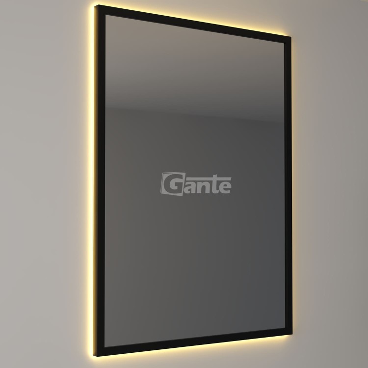 lustro z oświetleniem Led w czarnej ramie 60 cm x 80 cm