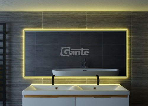 lustro w prostej złotej ramie z podświetleniem szaerokośc 140 cm (2).jpg