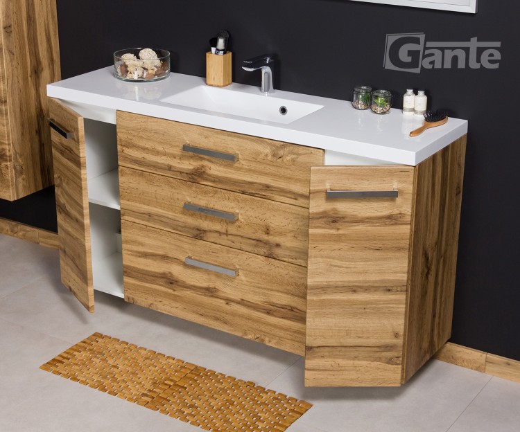 Szafka łazienkowa z umywalką szerokość 120 cm 3 szuflady i szafki boczne kolor dąb naturalny (1).jpg