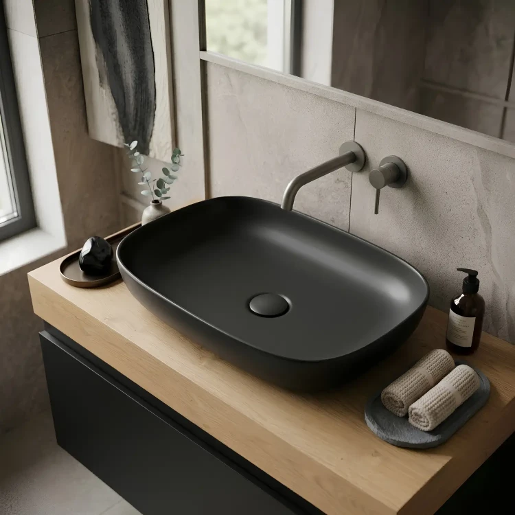 prostokatna-czarna-matowa-umywalka-ceramiczna-zaokraglone-krawedzie-61-centymetrow-szerokosci-premium.webp