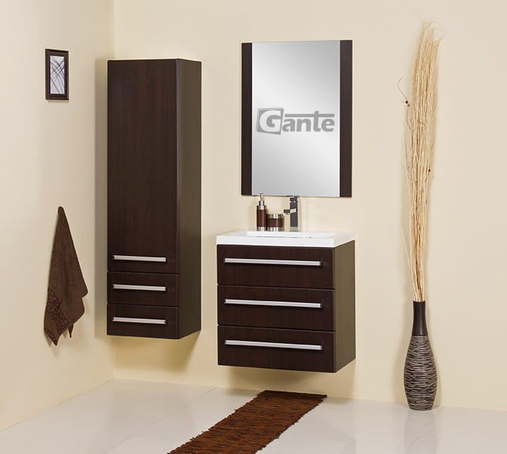 szafka łazienkowa w kolorze wenge mat  60 cm 3 szuflady + umywalka