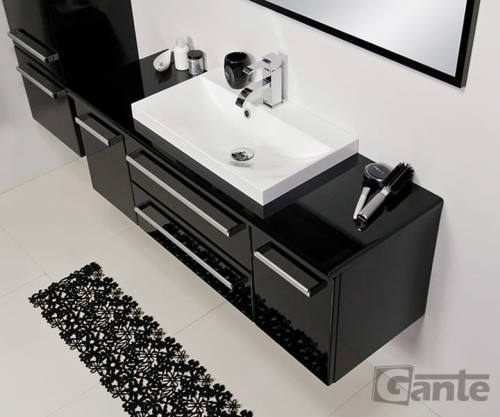 Blat łazienkowy 100x41 cm czarny połysk